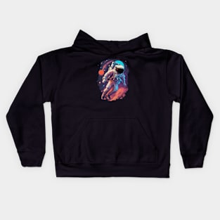 Astronaut lost in galaxy Kids Hoodie